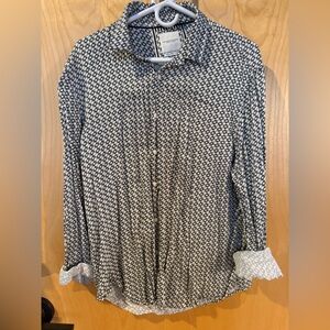 Stylish Black and White Geometric Button Down Shirt